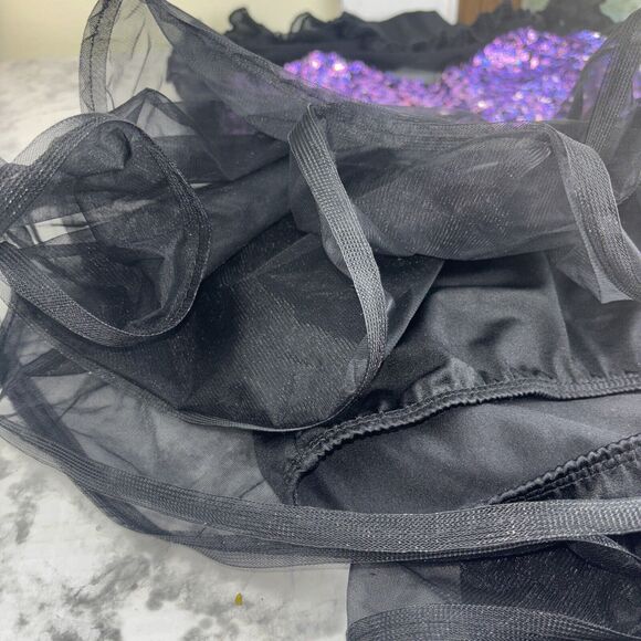 Art Stone Valerie Purple Black Sequin Dance Romper with Skirt Size LA Large - Picture 9 of 16